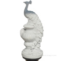 Hand Carved Natural Stone White Marble Peacock statue for Decor